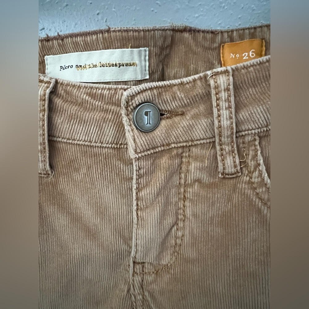 Pilcro and the Letterpress Chestnut Tan Flared Button Hem Corduroy Pants Size 26 - Picture 4 of 12